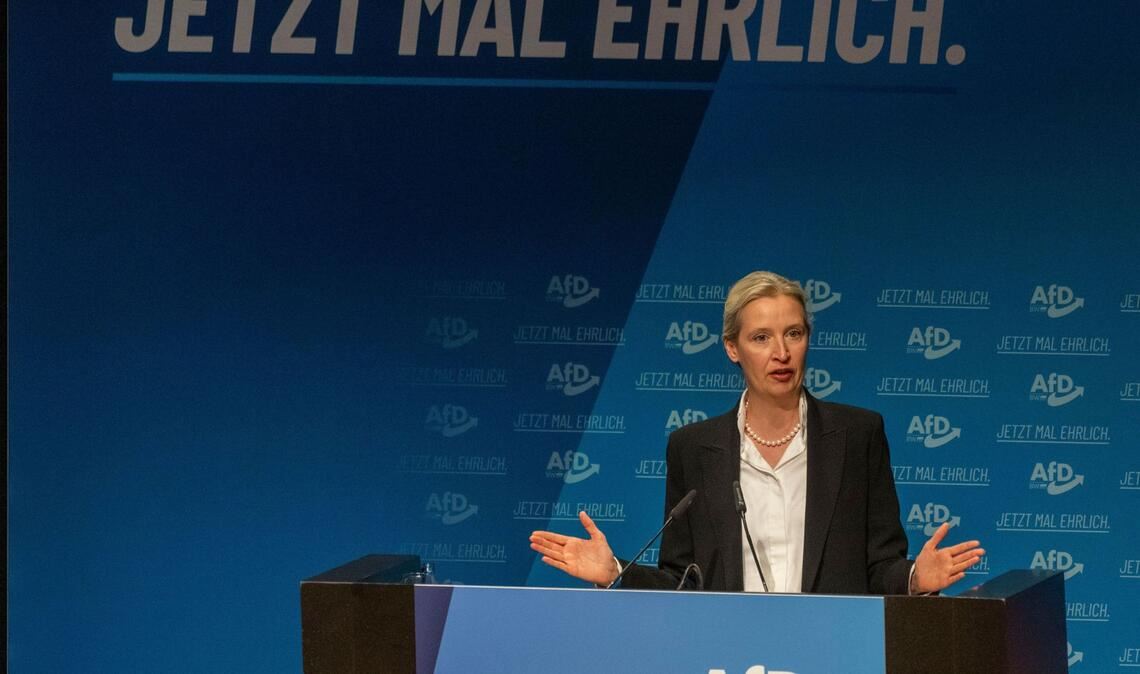 AfD-Bundesvorsitzende Alice Weidel beim Landesparteitag in Heidenheim.