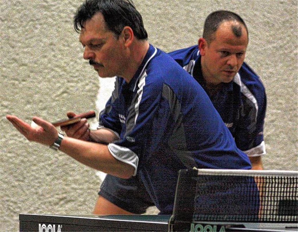 Als Doppel sind Thomas Graf (li.) und Ralf Lamprecht für die TTA 08 Mühlacker in dieser Saison noch unbesiegt . Foto: Westermann