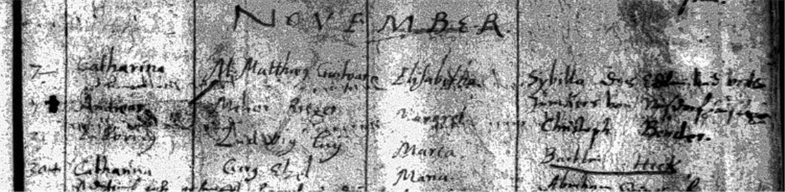 Am 7. November 1604 tauft Pfarrer Matthäus Gastpar in Iptingen seine Tochter Catharina.