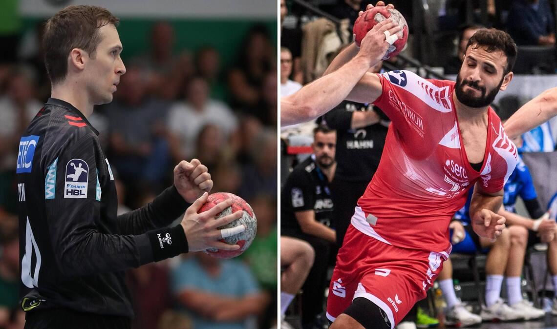 Amine Darmoul (re.) wird beim TVB Stuttgart als Neuzugang für die kommende Saison sehr hoch gehandelt, auch Torwart Nikola Portner ist im Gespräch.