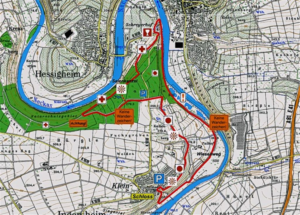 An den Neckar führt die nächste Wanderung des Vereins Gym & Dance in Kooperation mit dem Mühlacker Tagblatt. Start und Ziel ist Ingersheim in der Nähe von Bietigheim. Grundlage für die Wanderroute ist die topographische Karte 1:50000 des Landesamts für Geoinformation und Landentwicklung Baden-Württemberg (www.lgl-bw.de).