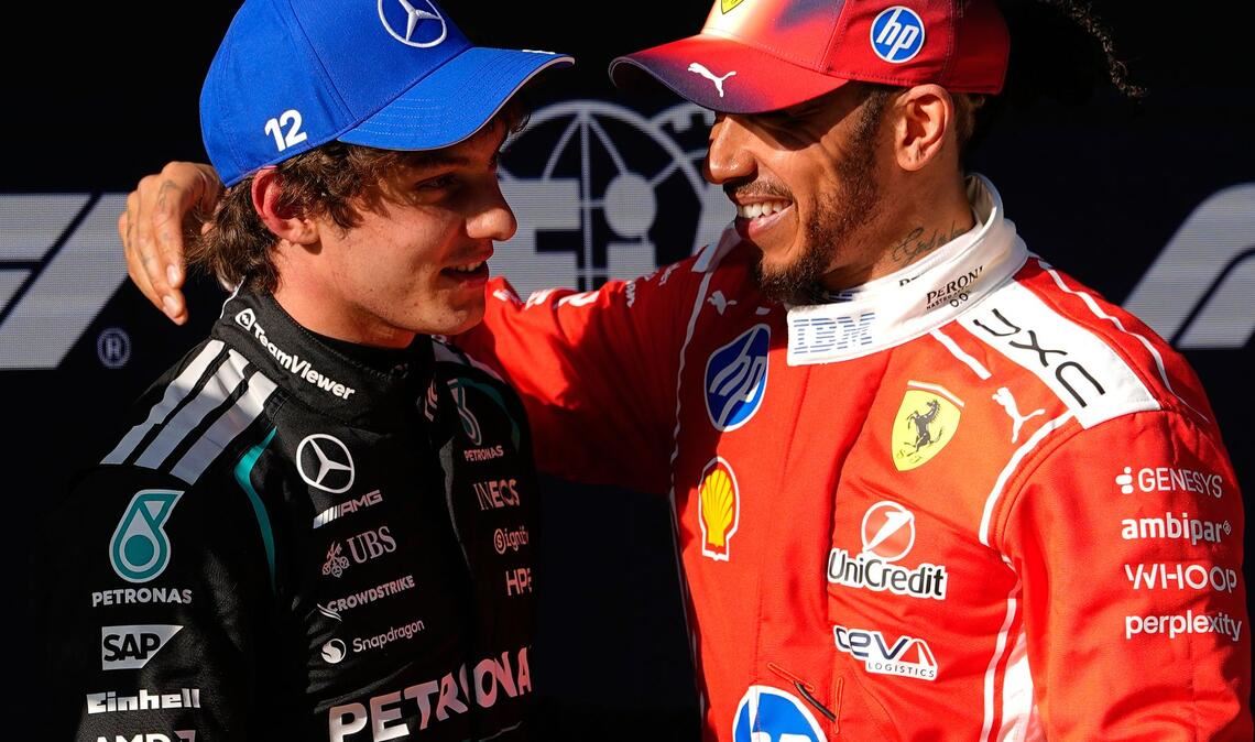 Antonelli (l) übernahm bei Mercedes das Cockpit von Hamilton. (Archivbild)