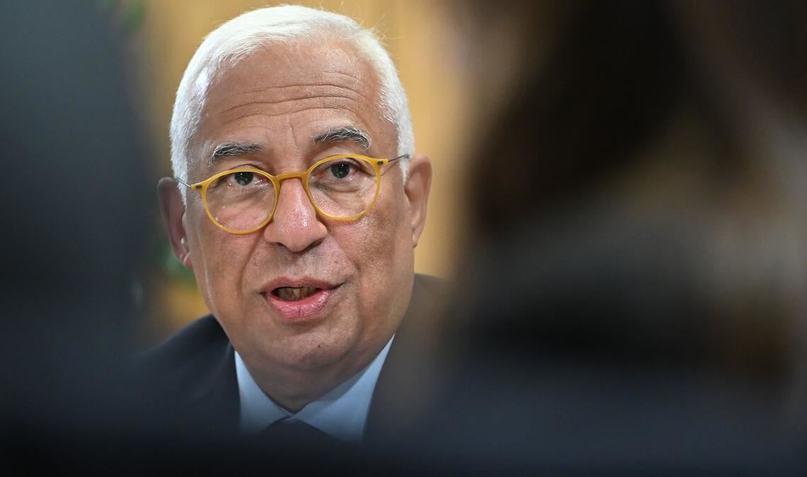 António Costa, Präsident des Europäischen Rates, spricht sich für die weitere Unterstützung der Ukraine aus.
