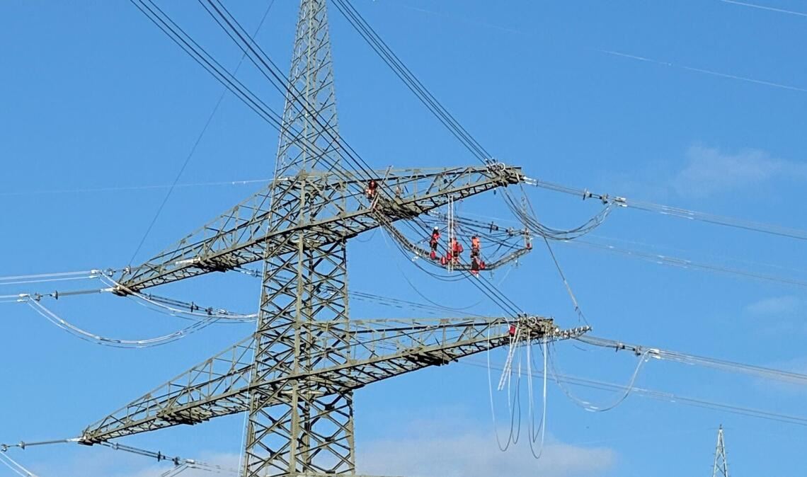 Arbeiten in schwindelerregender Höhe ziehen an der Landesstraße zwischen Enzberg und Ötisheim die Blicke auf sich. Foto: privat