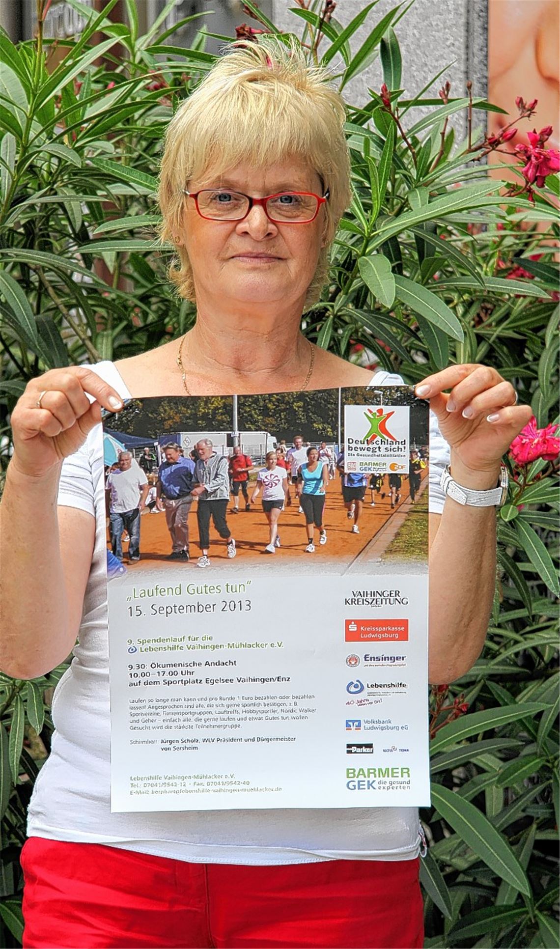 Auch mit Plakaten rühren Rosemarie Bernhart und ihre Mitstreiter von der Lebenshilfe die Werbetrommel für den Spendenlauf.