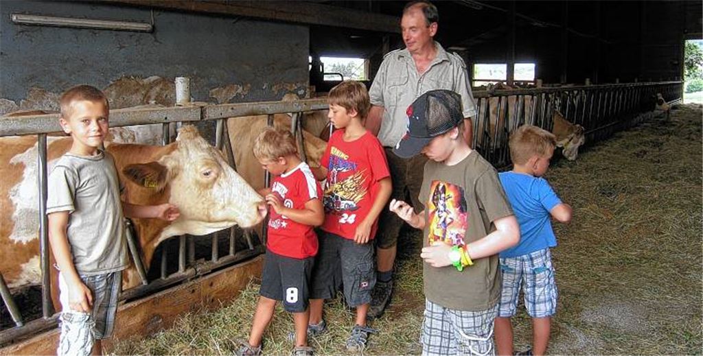 Auf Du und Du mit der Kuh – nur eine Station des Programms aus dem Spatzenhof.