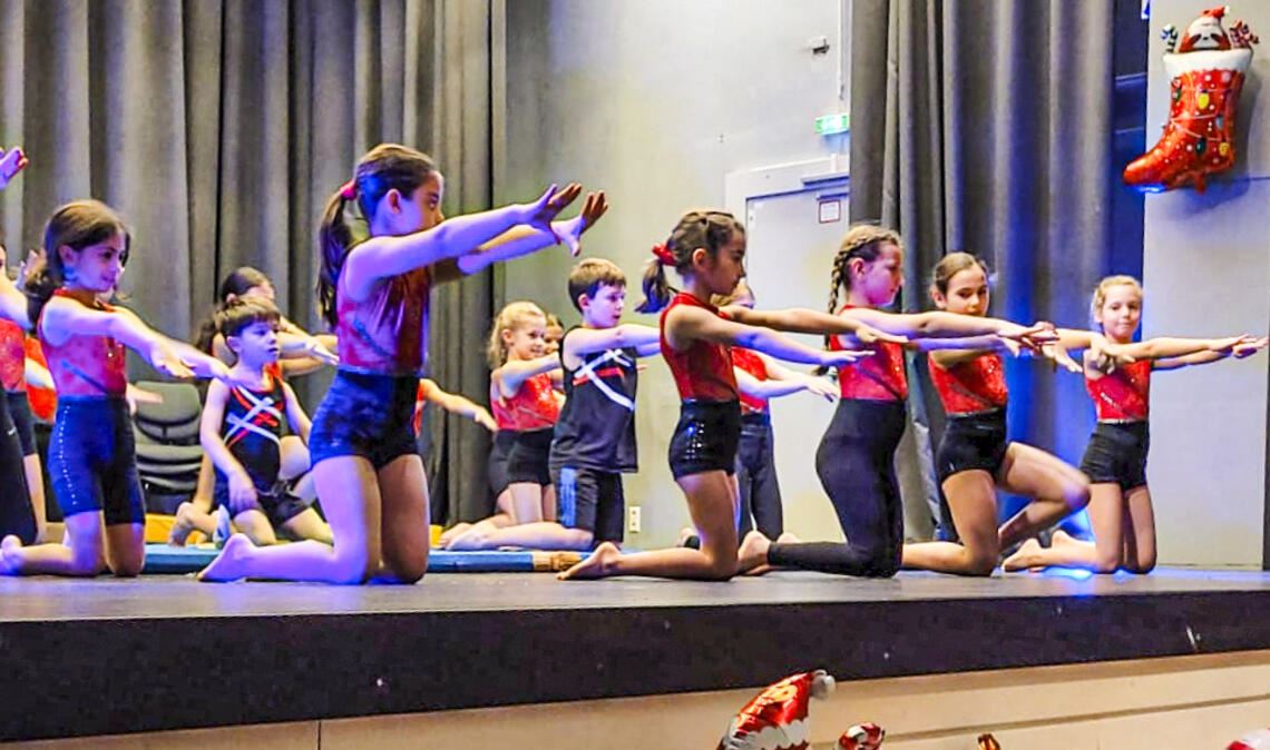 Auf der festlich dekorierten Bühne gestalten die Schülerinnen und Schüler ein abwechslungsreiches Programm. Foto: privat