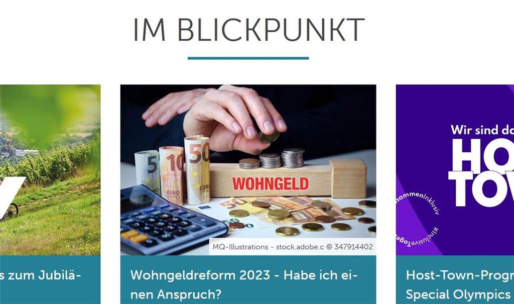 Auf seiner Homepage informiert das Landratsamt unter der Rubrik „Im Blickpunkt“ über die Neuerungen beim Wohngeld.
