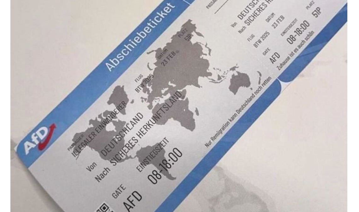 Aufnahme eines „Abschiebe-Tickets“ der AfD. Foto: Weiß