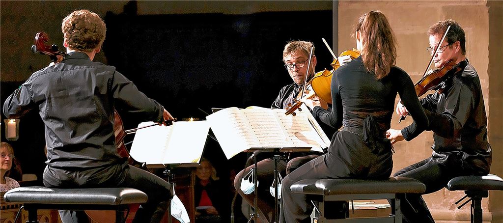 Auftakt zum „Musikfestival im Weltkulturerbe“: das „deminan::quartett“ spielt Werke von William Byrd, Henry Purcell und Joseph Haydn. © Conrad Schmitz/Klosterkonzerte Maulbronn