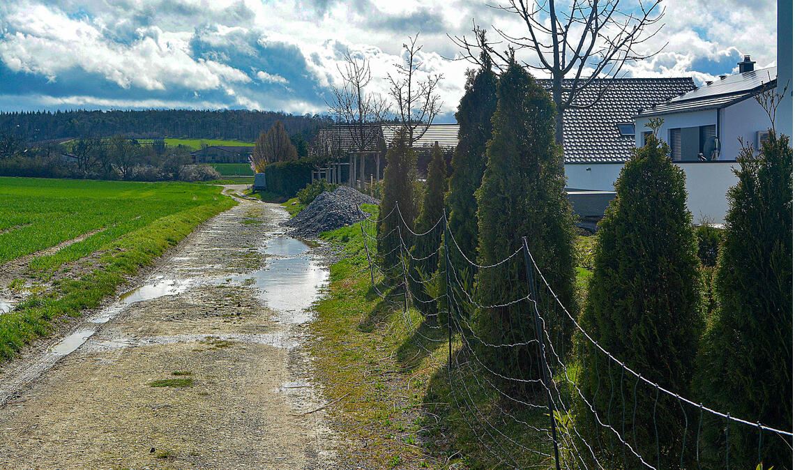 Bei der Besichtigung in Serres geht es unter anderem um den Umgang mit dem kleinen Starkregen-Schutzwall am Rand. Foto: Stahlfeld