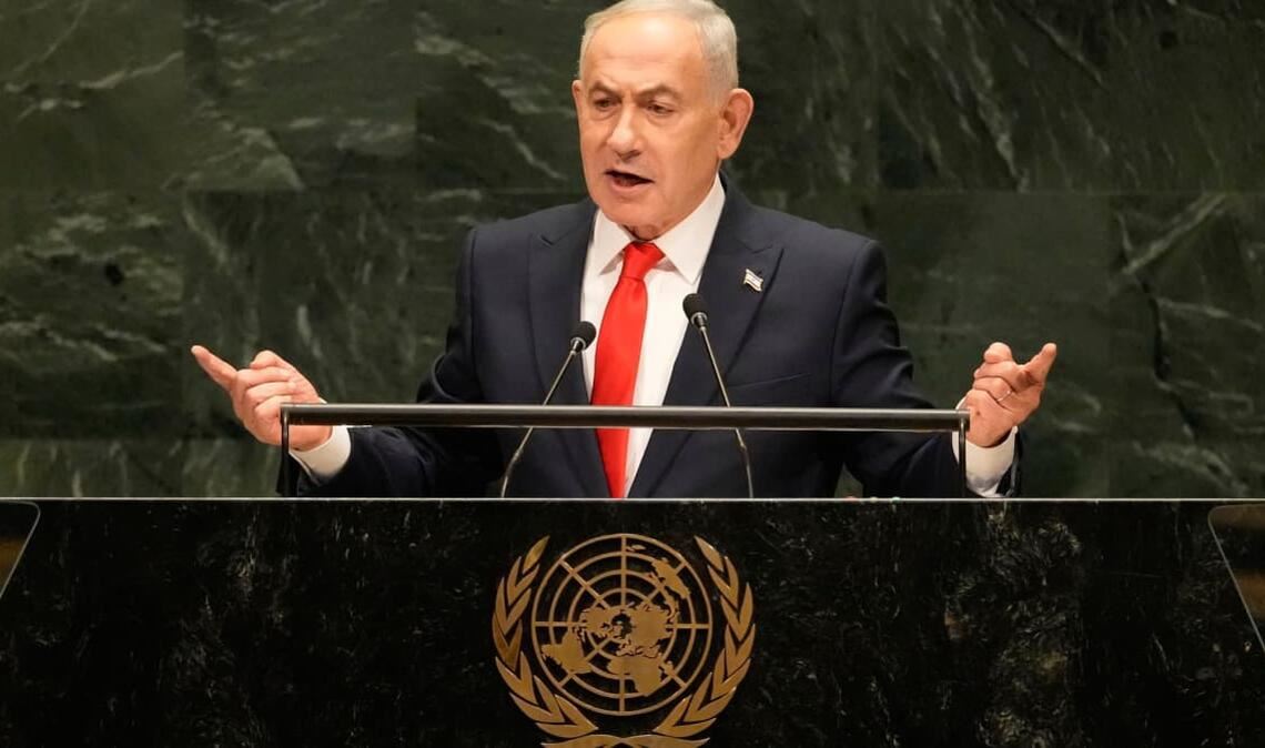 Benjamin Netanjahu, Ministerpräsident von Israel, spricht im Hauptquartier der Vereinten Nationen während der 81. Sitzung der Generalversammlung der Vereinten Nationen.