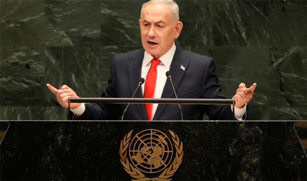 Benjamin Netanjahu, Ministerpräsident von Israel, spricht im Hauptquartier der Vereinten Nationen während der 81. Sitzung der Generalversammlung der Vereinten Nationen.