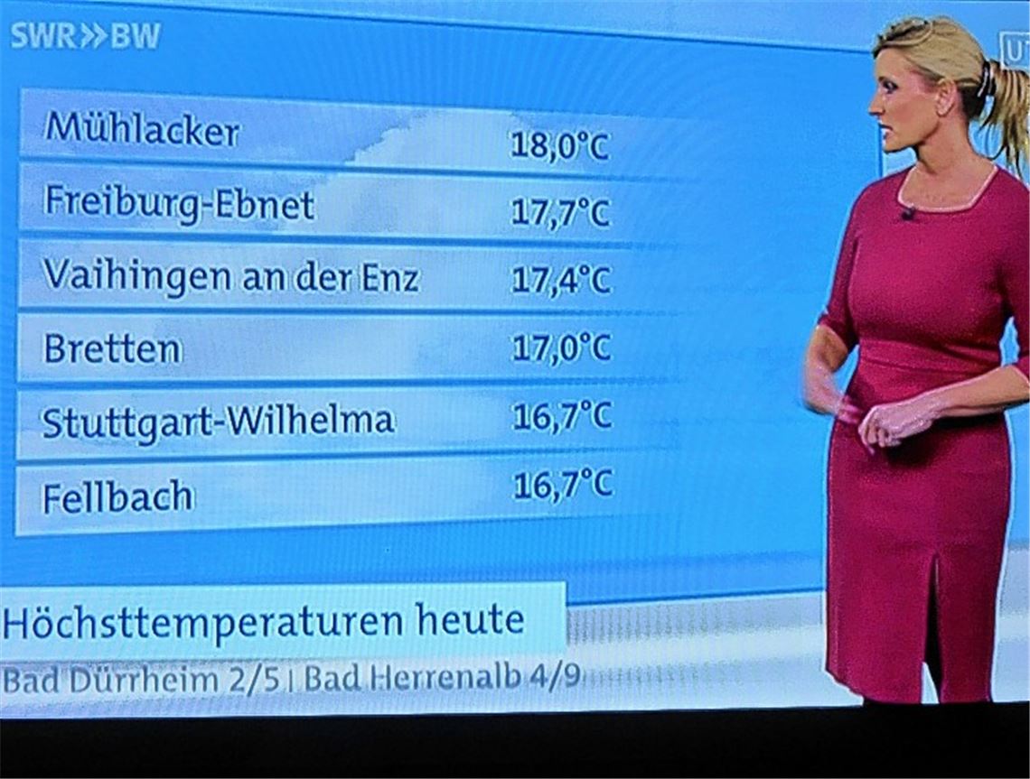 Beweisbild: 18 Grad in Mühlacker.