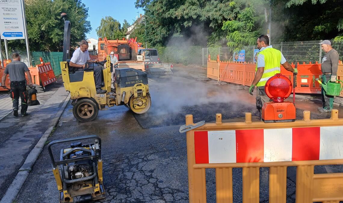 Baustelle auf der Industriestraße könnte schon bis Dienstag erledigt sein