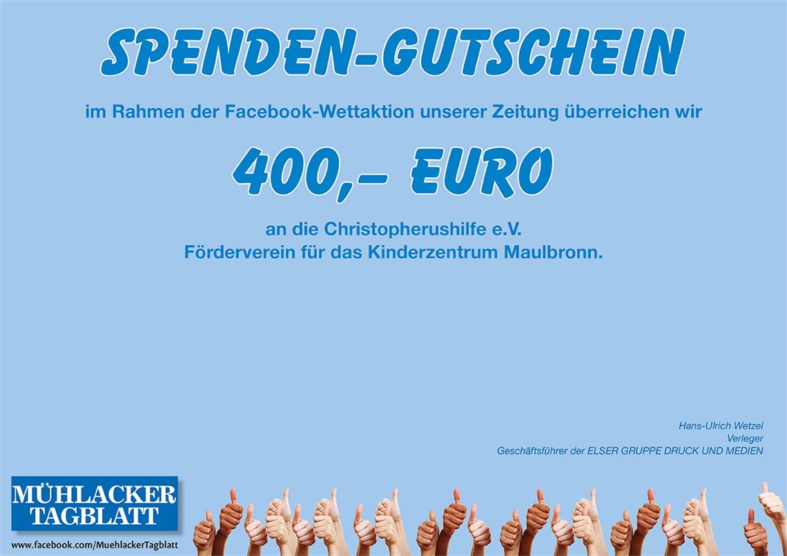 400 Euro für das Kinderzentrum Maulbronn.