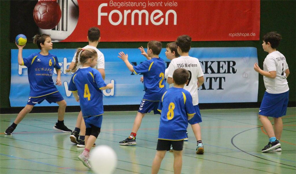 Die kleinen Handballerinnen und Handballer hatten beim Minispielfest großen Spaß.