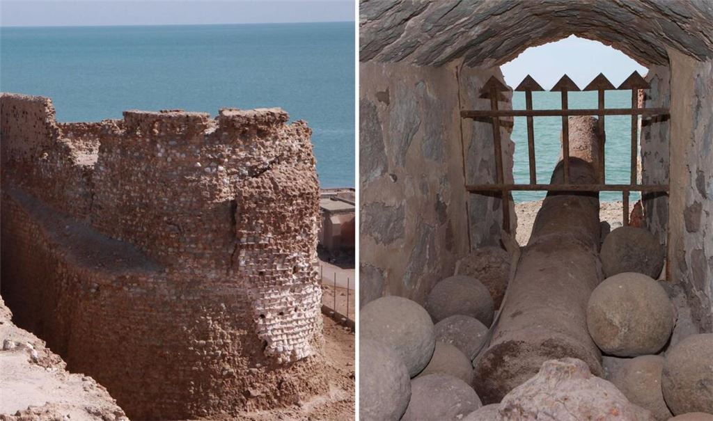 Blick auf Festung und Straße von Hormus.