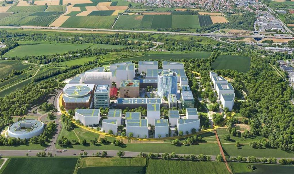 Blick von oben: So soll das Campus-Gelände in Heilbronn nach den Plänen des IPAI in Zukunft einmal aussehen.