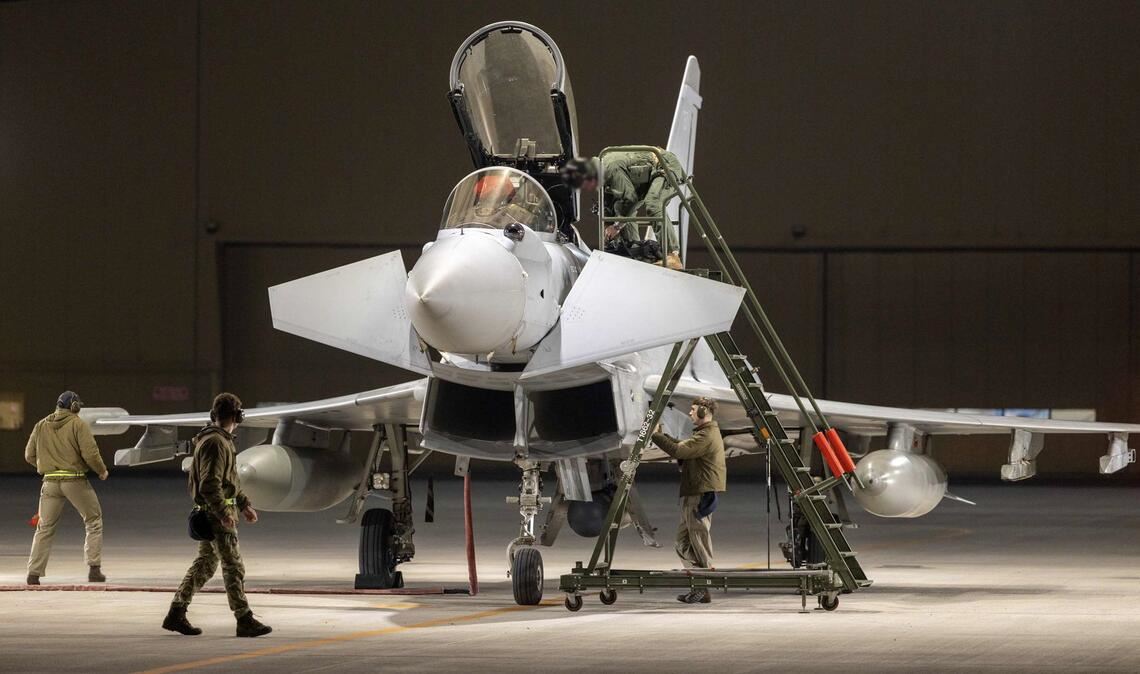 Britische Kampfjets vom Typ Typhoon beteiligen sich in den Golfstaaten an der Luftabwehr. (Archivbild)