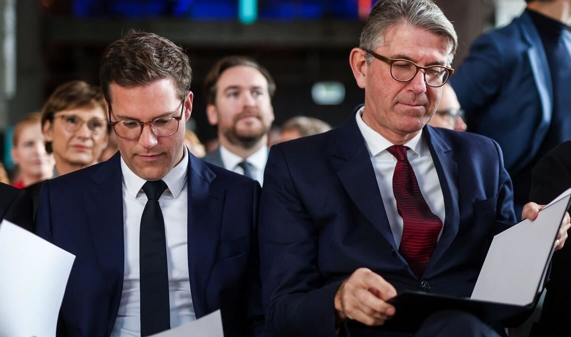 CDU-Spitzenkandidat Manuel Hagel (li.) und Kulturstaatssekretär Wolfram Weimer: vertieft in den Kampf um die Kultur.