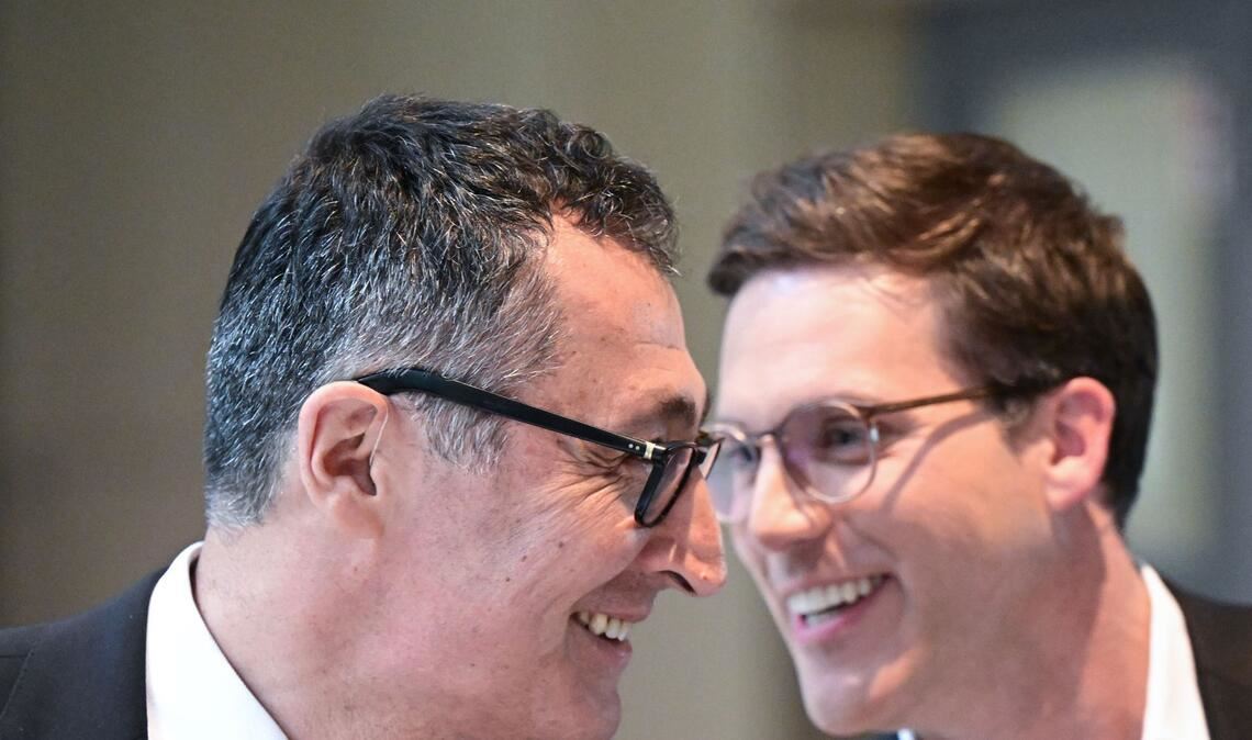 Cem Özdemir (Grüne) und Manuel Hagel (CDU) haben am Samstag jeweils Parteimitglieder über Eckpunkte des Koalitionsvertrags informiert.