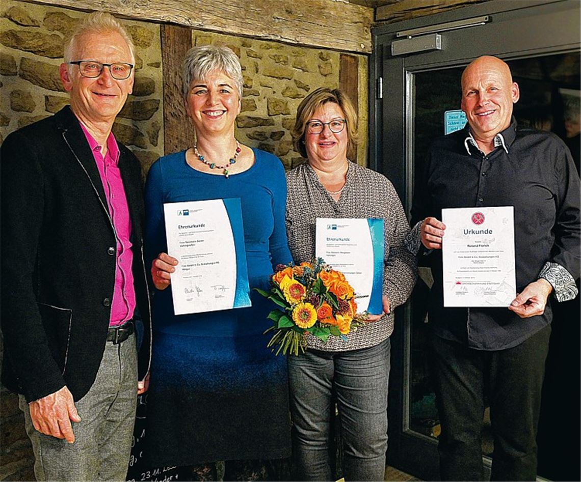 Chef Hartmut Berner, Rosemarie Berner, Eleonore Weegmann und Roland Franck. Foto: privat