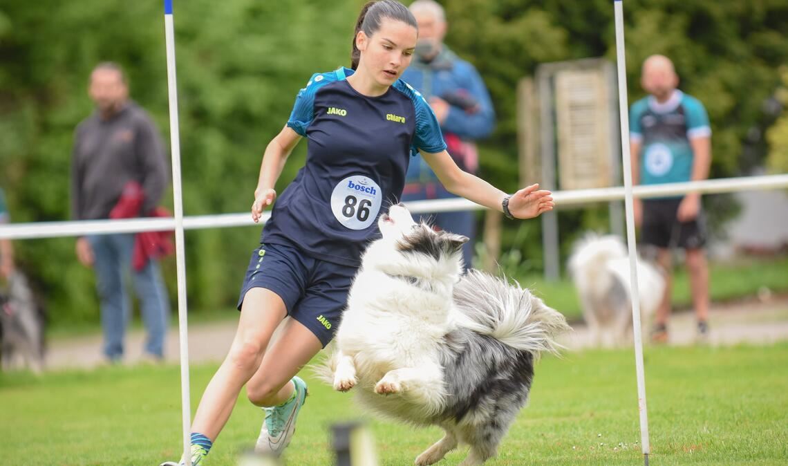 Chiara Heidinger und ihre Australian Shepherd-Hündin Coco holen den Gedächtnis-Pokal für die beste Tagesleistung.