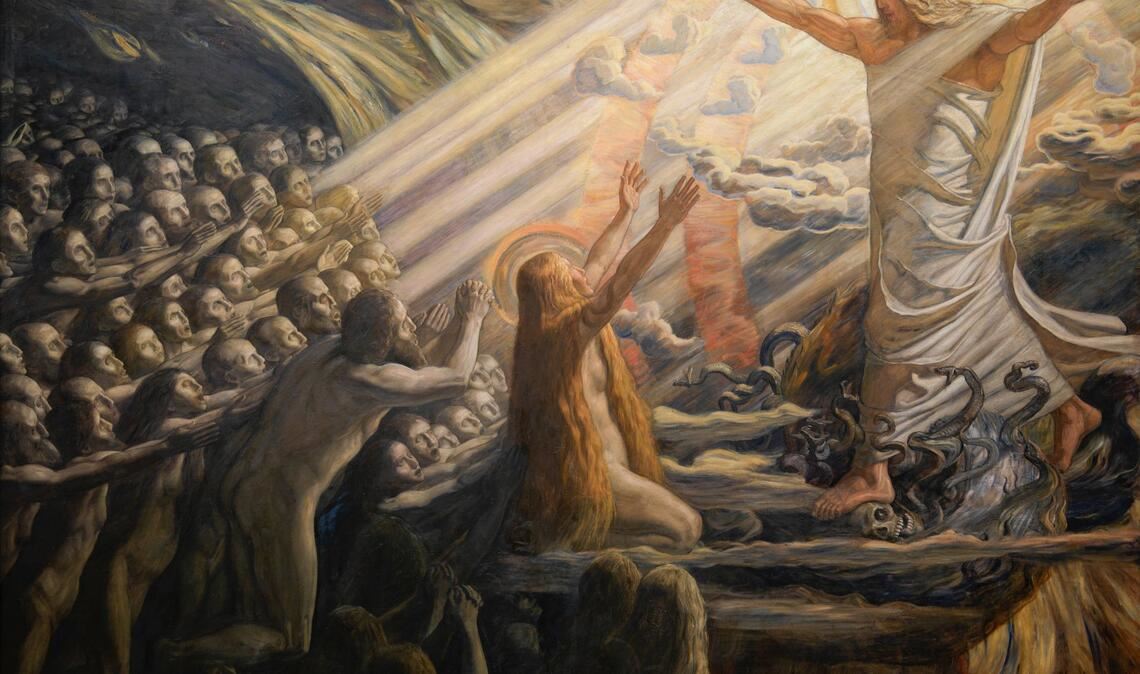 Christus predigt zu den Toten: Gemälde von Joakim Skovgaard (1856-1933).