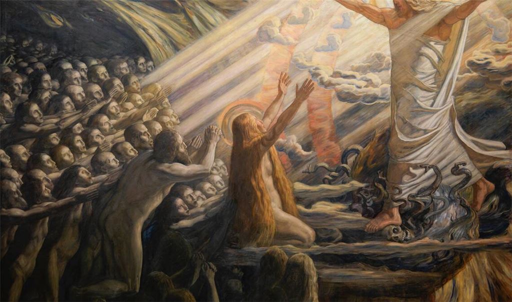 Christus predigt zu den Toten: Gemälde von Joakim Skovgaard (1856-1933).