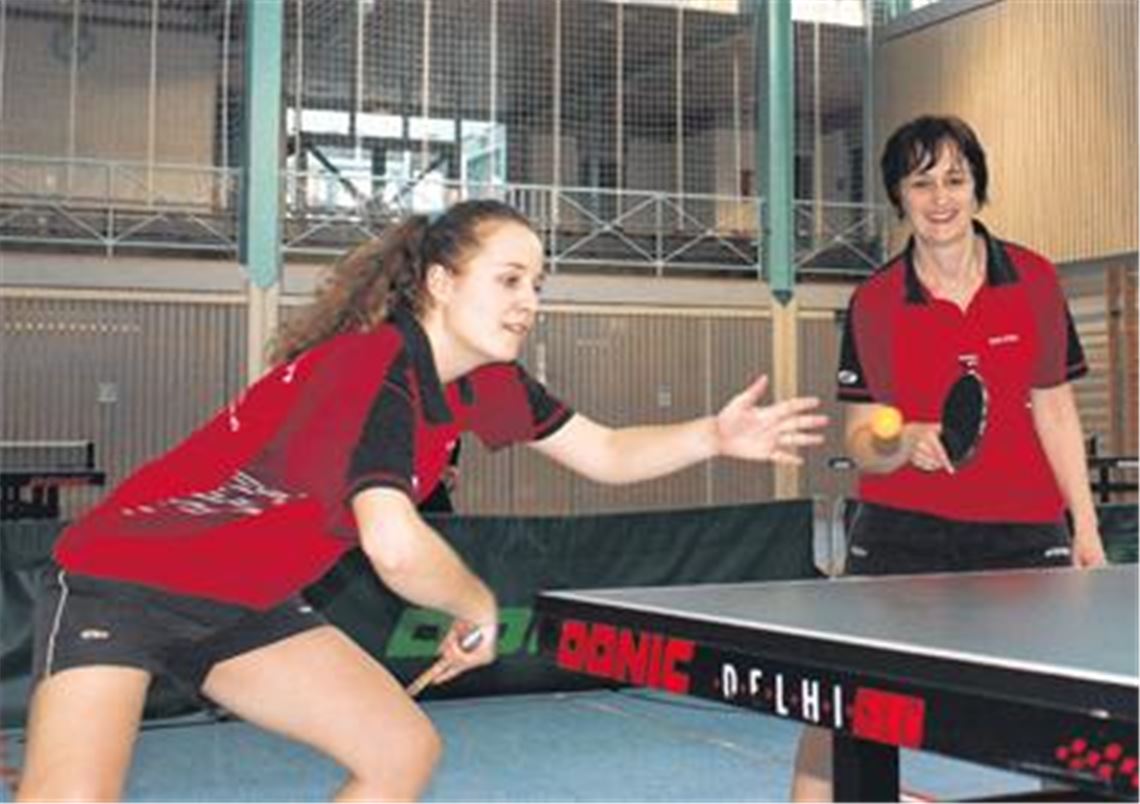 Claris von Loe (li.) und Karin Pfister spielen für Zaisersweiher das zweite Doppel. Foto: Westermann