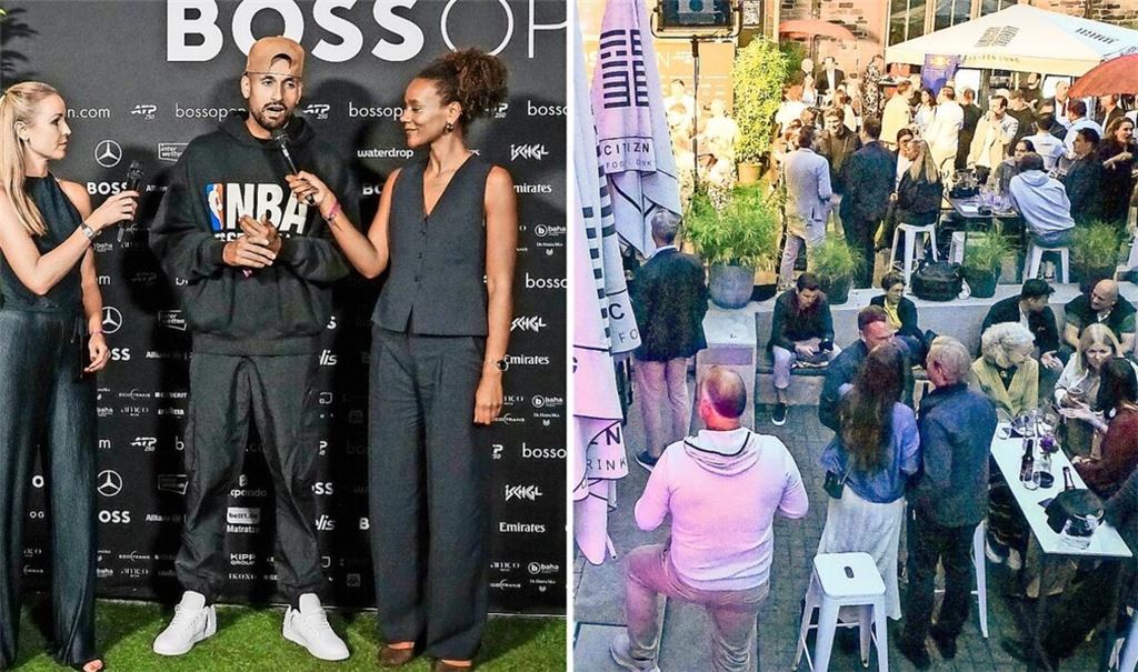 Comeback bei den Boss Open: Ein Stargast des Abends war der australische Tennisprofi Nick Kyrgios (li.). Geladene Gäste feierten bei der Players Party am Rande der Stuttgarter Tennisturniers.