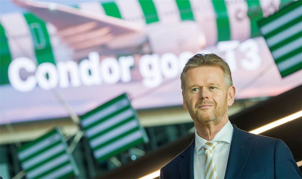 Condor-Chef Peter Gerber sieht die Zukunft der Airline in Frankfurt.