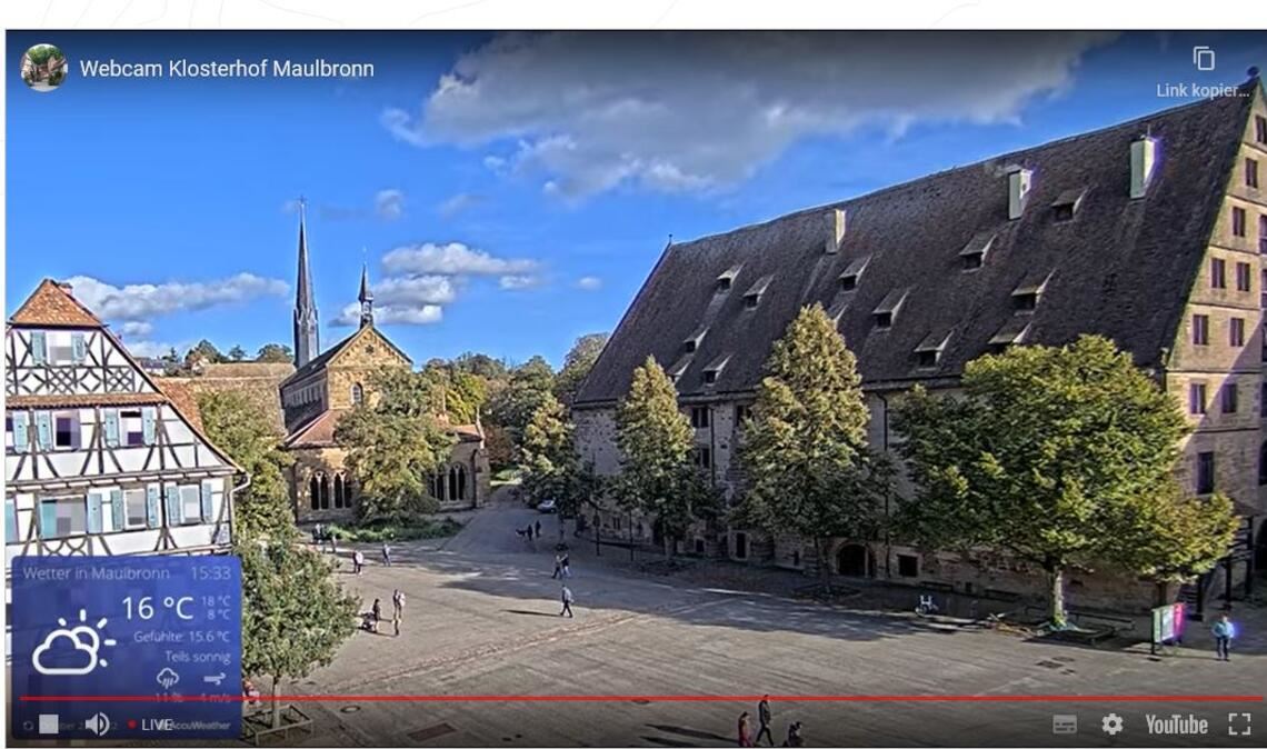 Dank einer Webcam gibt es jetzt Live-Bilder aus Maulbronn. Screenshot: Steigleder