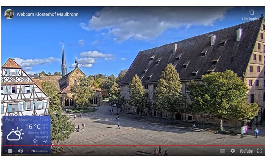 Dank einer Webcam gibt es jetzt Live-Bilder aus Maulbronn. Screenshot: Steigleder