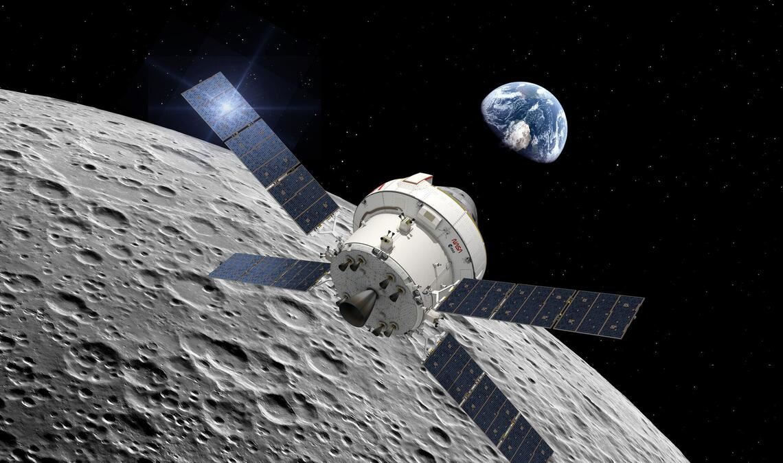 Das „Europäische Servicemodul“ ist das Kraftwerk des Orion-Raumschiffs und versorgt die Kapsel mit Strom, Antrieb, Temperaturregelung sowie Luft und Wasser. Foto: ESA/D. Ducros