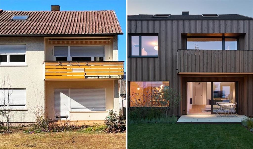 Das Haus in Gerlingen nahe Stuttgart vor und nach der Sanierung durch den  Architekten Thilo Holzer.