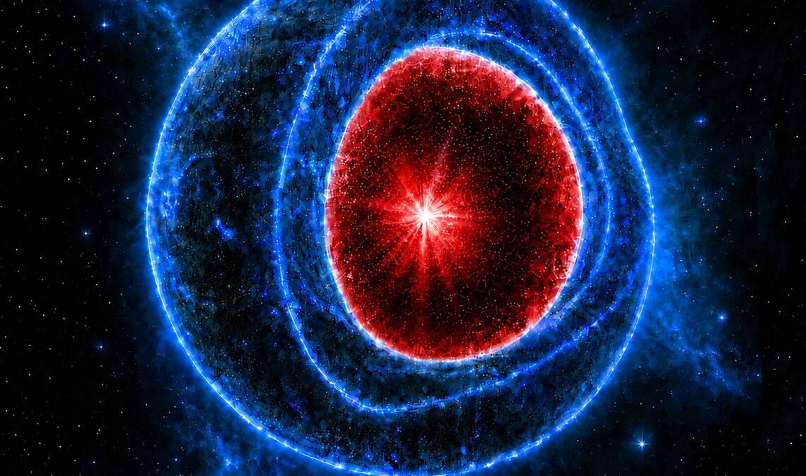 Das Innere eines Gravasterns: Ein expandierendes Mini-Universum könnte ein Gegenwicht zur kollabierenden Materie eines Sterns bilden und so zu einem stabilen Gravastern führen.