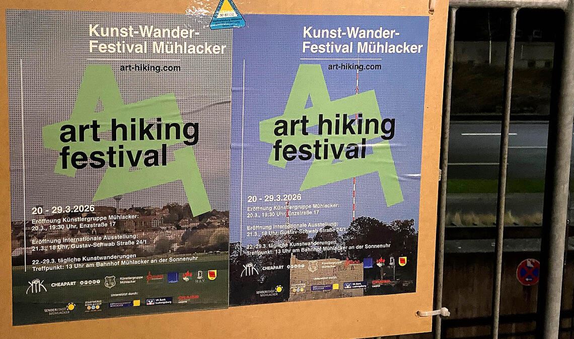 Das Kunst-Wander-Festival startet am 20. März um 19.30 Uhr an der Enzstraße 17. Bernd Brüstle hängt seine Arbeiten im ehemaligen Malergeschäft Geissel auf. Fotos: Stahlfeld