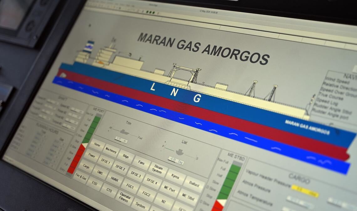 Das LNG-Tankschiff "Maran Gas Amorgos" der griechischen Reederei Maran Gas Maritime lag neulich für eine Wartung in einem spanischen Trockendock.