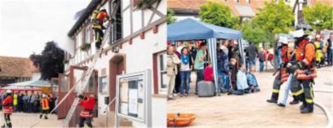 Das Rathaus in Serres brennt! Bei einer Schauübung stellen die Floriansjünger unter Beweis, dass sie auch in solch schwierigen Situationen kühlen Kopf bewahren. Fotos: Appich