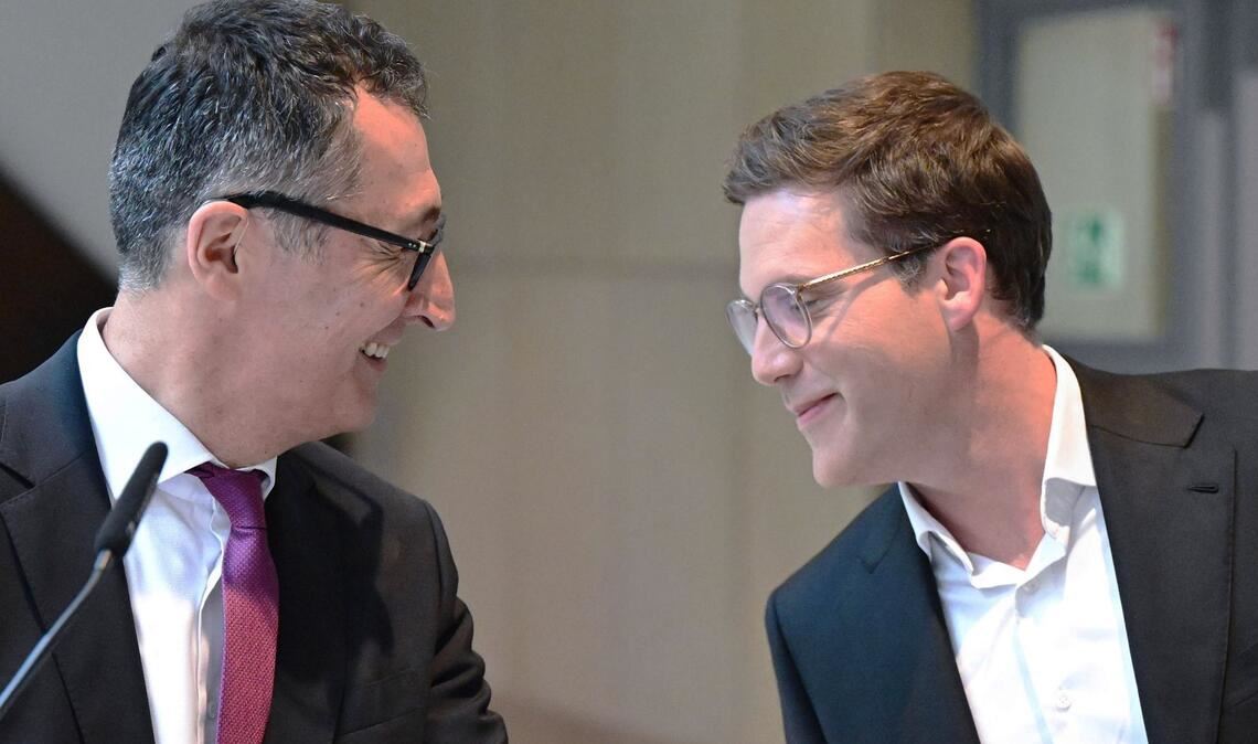 Das „Rehaugen-Video“ soll die Harmonie zwischen Cem Özdemir (links) und Manuel Hagel nicht mehr trüben.