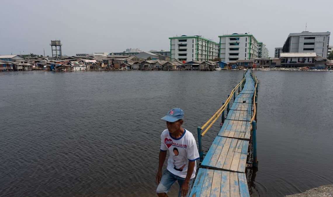 Das Viertel Muara Baru von Jakarta liegt unter dem Meeresspiegel und ist oft von Überschwemmungen betroffen.