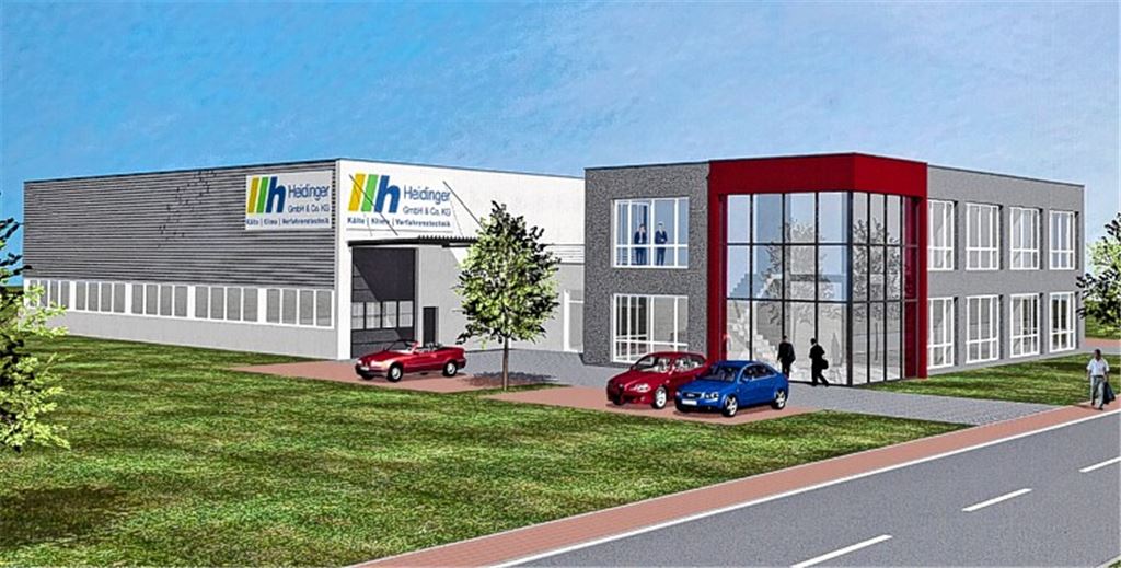 Das geplante Firmendomizil der Firma Heidinger Kälte-, Klima- und Verfahrenstechnik im Mühlacker Industriegebiet Waldäcker.
