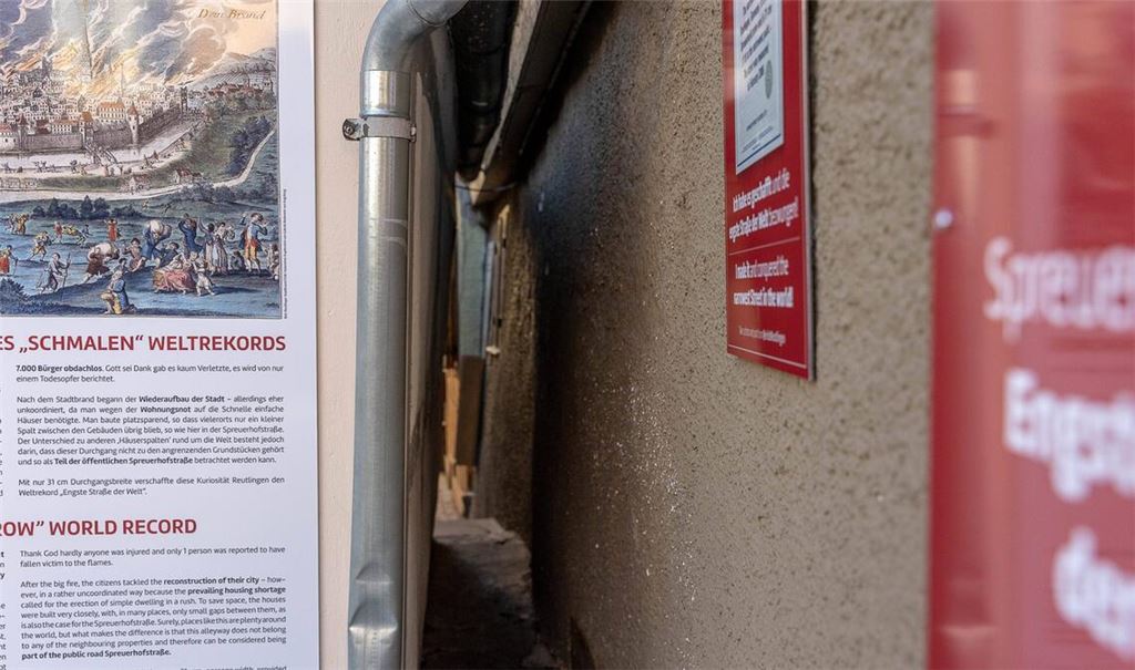 Das ist die engste Straße der Welt in Reutlingen.