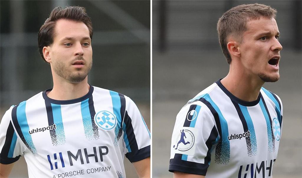David Tomić (links) und Maximilian Zaiser tragen das Kickers-Trikot – und wie halten sie es mit dem „anderen Club“ aus Stuttgart?