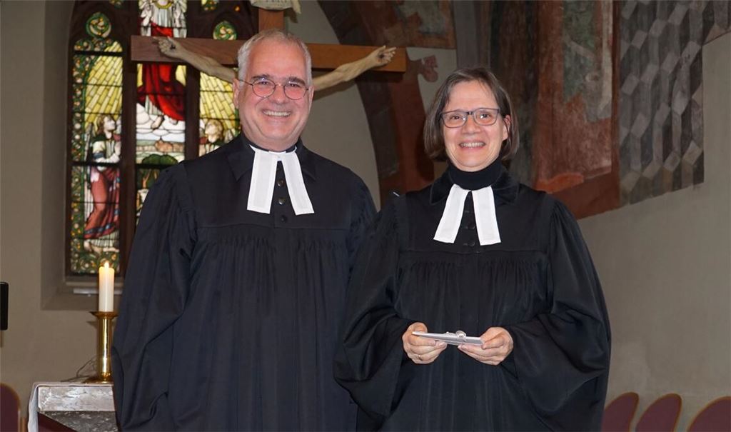 Dekan Jürgen Huber und Pfarrerin Katrin Schipprach-Tröndle. Foto: Bastian