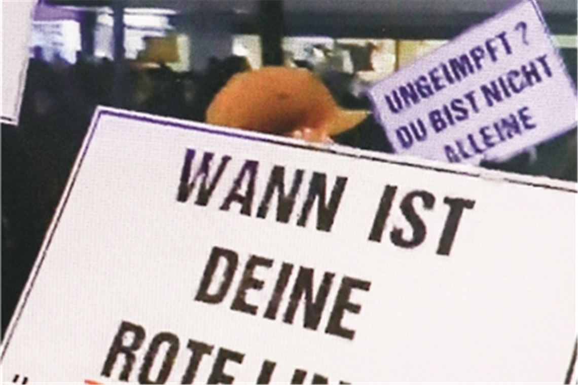 Demonstranten zeigen mit Plakaten, für was sie stehen. Foto: privat