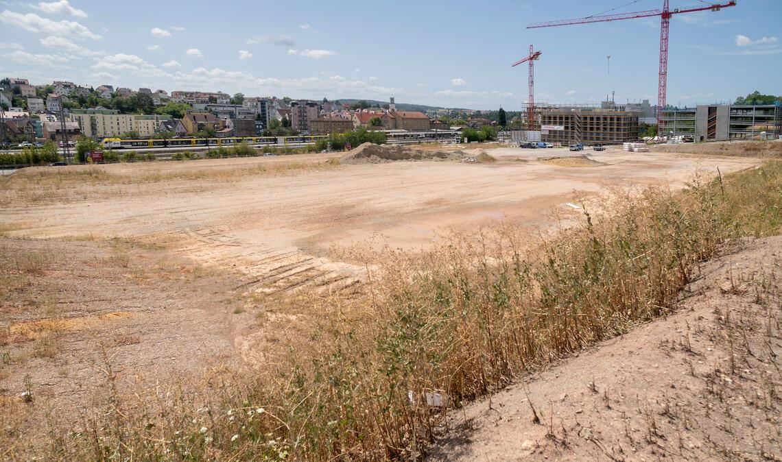Der Bauplatz für die Supermärkte auf der Ziegelhöhe. Foto: Archiv
