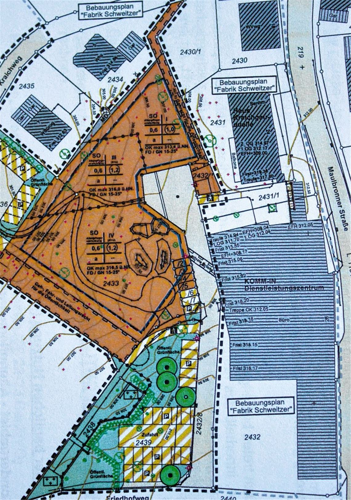 Der Bebauungsplan für das Seniorenzentrum sieht eine Fläche von rund 66 Ar unterhalb des TeleGIS-Innovationscenters vor.